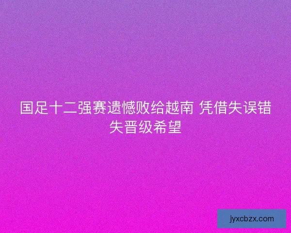国足十二强赛遗憾败给越南 凭借失误错失晋级希望